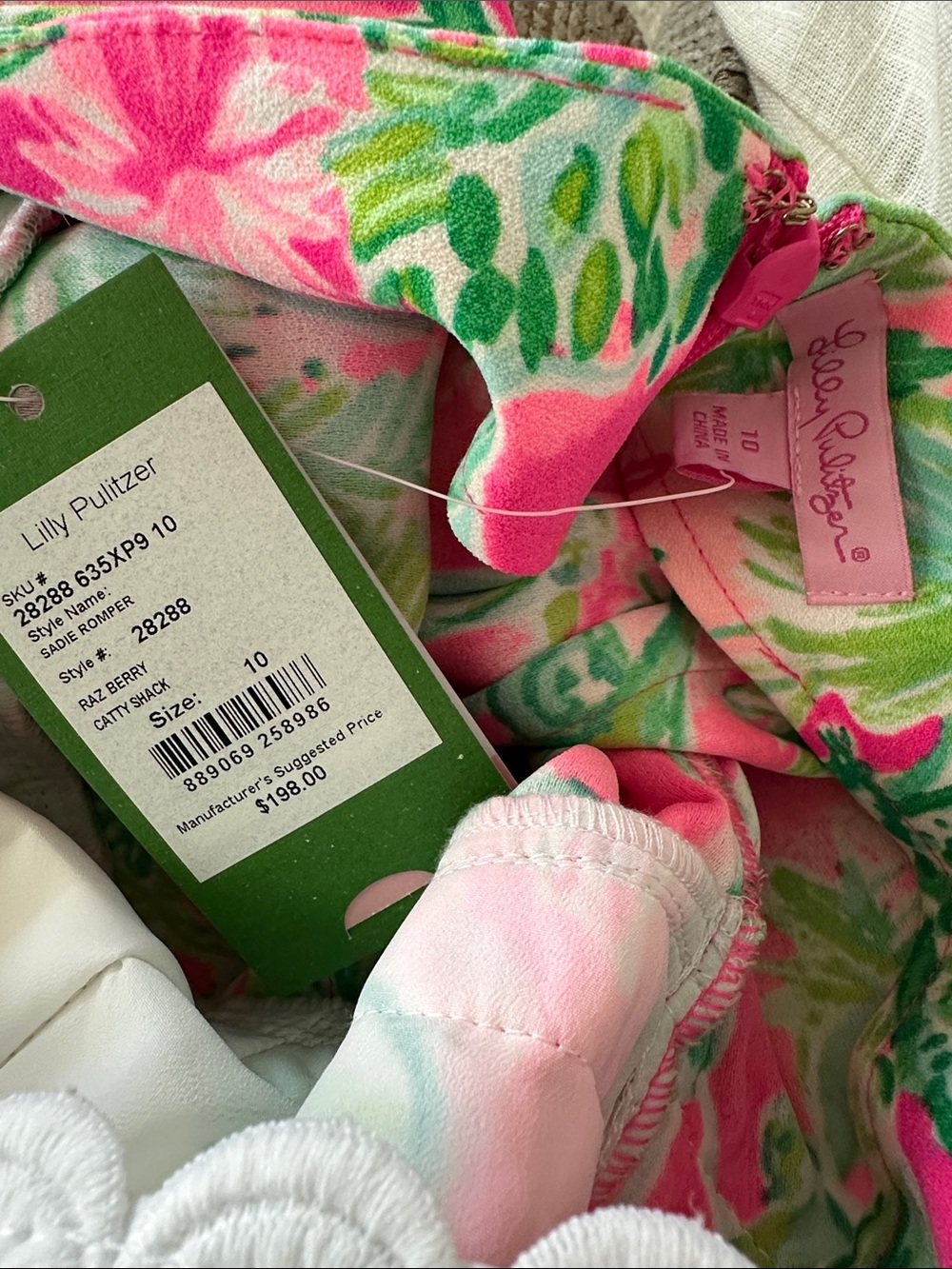 NWT Lilly Pulitzer Sadie Romper Lace with Pink & Green - Picture 4 of 4